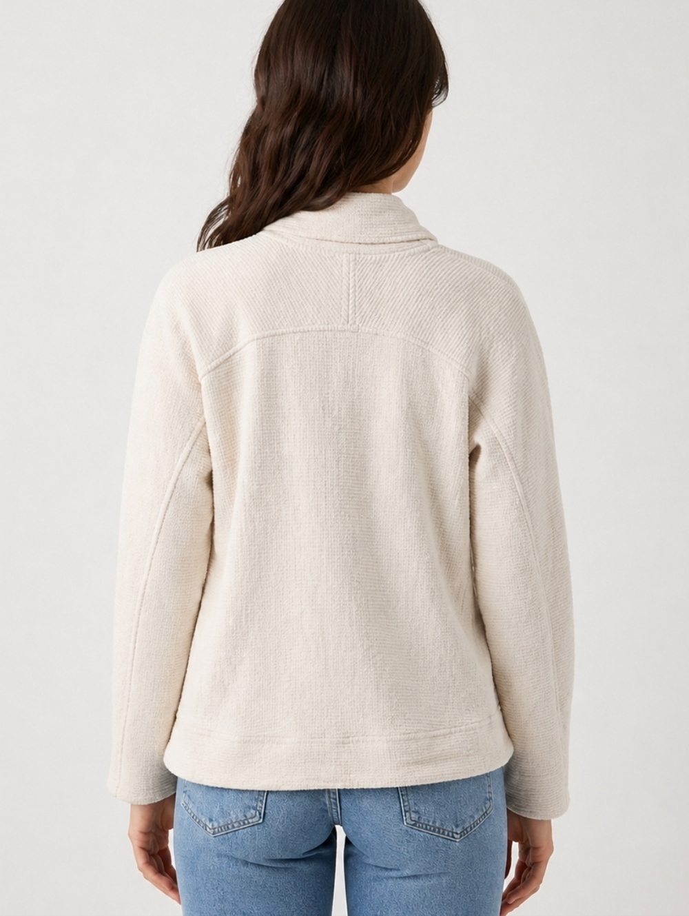 Saint + Sofia Cream Elevated Sweatshirt | Textured Knit | Size US 8 | EUC